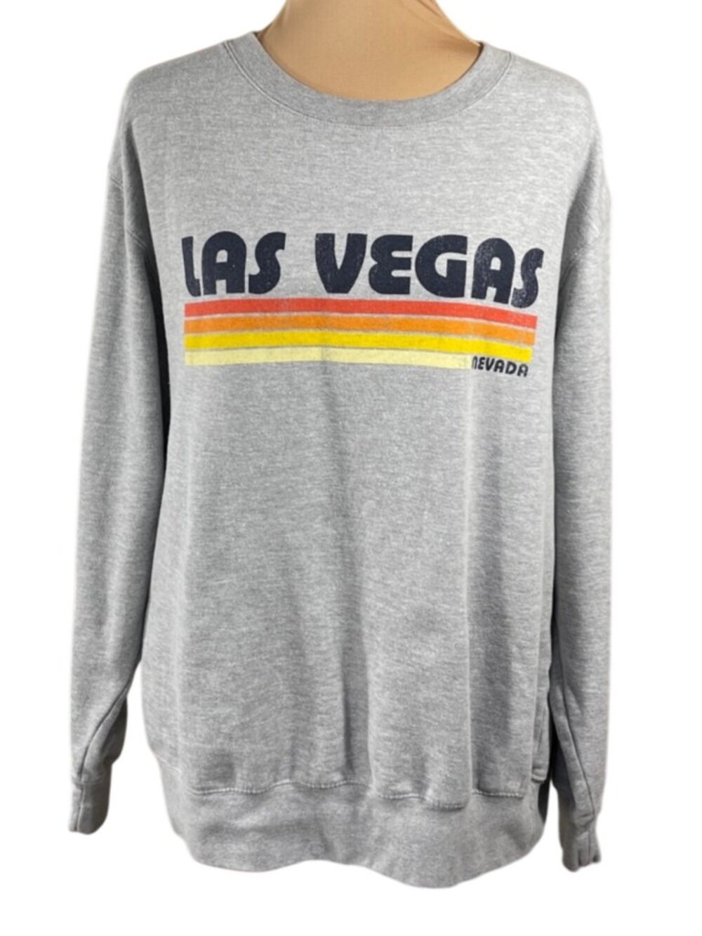 Las Vegas Sweatshirt Nevada Rainbow Stripe Orange Grey Size XL Extra Large